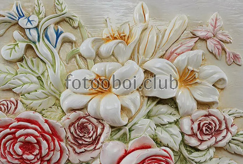 цветы, букет, барельеф, 3д, 3d